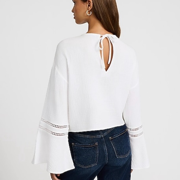 Express White Crewneck with Bell Sleeves - Picture 2 of 4